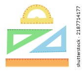 School instruments for measure , rulers set, protractor. Vector Illustration for printing, backgrounds, covers, packaging, greeting cards, posters and seasonal design. Isolated on white background.