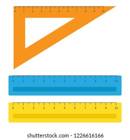 School instruments, rulers vector set. Instrument ruler for measure and tool ruler centimeter and millimeter scale illustration