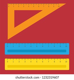 School instruments, rulers vector set. Instrument ruler for measure and tool ruler centimeter and millimeter scale illustration