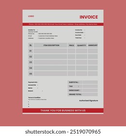 Plantilla de diseño de Factura escolar, diseño de Factura para negocios
