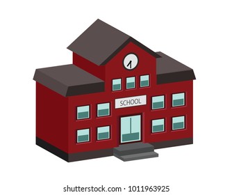 school isometric, isolate on white 