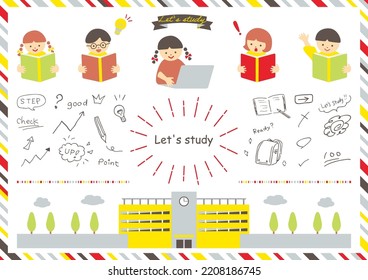 School Item Icons And Children