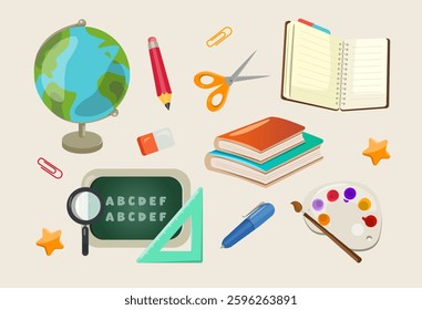 School items package. Back to school vector items