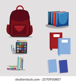 school items set abstract flat vector school design illustration.