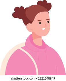 avatar de la escuela. Retrato de chica muy sonriente aislado en un fondo blanco
