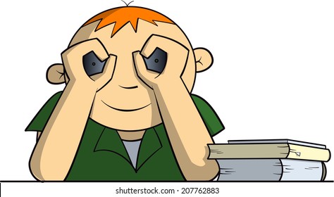 School kid with binoculars