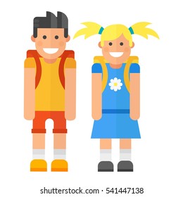 School kid character vector.