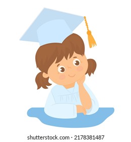School kid graduate thinking with graduation cap