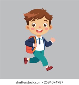 School Kid happily Going Their School Vector