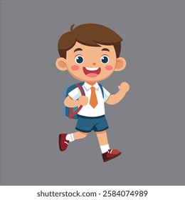 School Kid happily Going Their School Vector