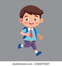 School Kid happily Going Their School Vector