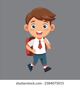 School Kid happily Going Their School Vector