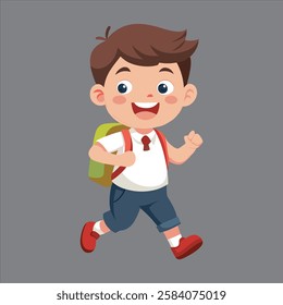 School Kid happily Going Their School Vector