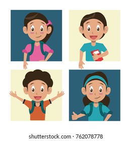 School kids cartoon