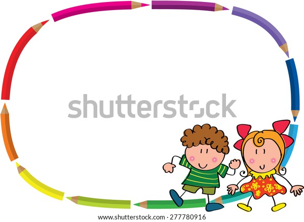 School Kids Color Pencil Border 库存矢量图（免版税）277780916