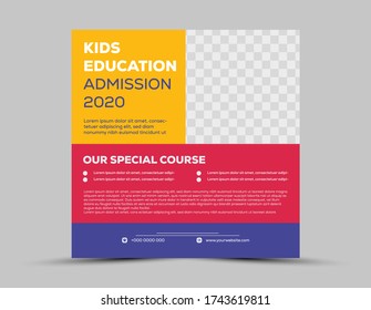 School kids education flyer template, kids school education admission flyer, school education admission social media banner, kids education flyer