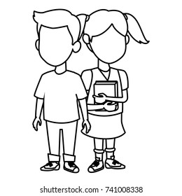School kids friends cartoon