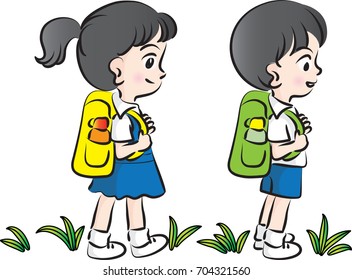 school kids going to school