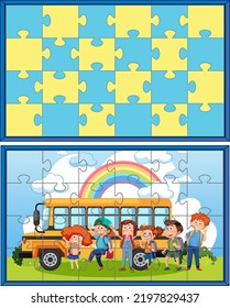 School Kids Photo Puzzle Game Illustration Stock Vector (Royalty Free ...