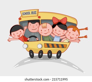 School kids ride the school bus.