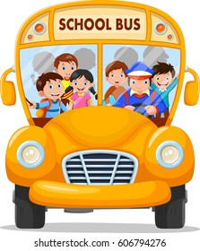 School Kids Riding A School Bus