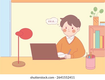 School kids studying different subjects set. Children students learning math, physics, art education, reading book. Character illustration.