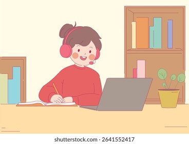 School kids studying different subjects set. Children students learning math, physics, art education, reading book. Character illustration.