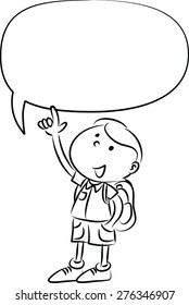 school kids talking with blank speech bubble