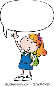 school kids talking with blank speech bubble