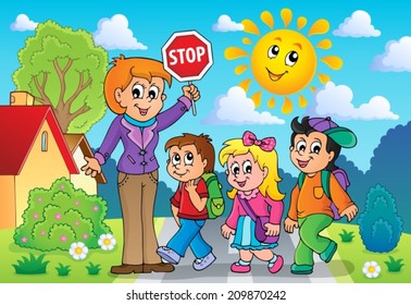 School kids theme image 2 - eps10 vector illustration.