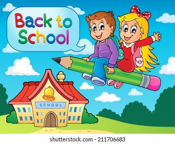 Imagen de tema 6 para escolares - ilustración vectorial eps10.