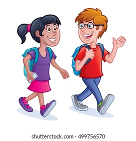 School Kids Walking Backpacks Stock Vector (Royalty Free) 499756570 ...