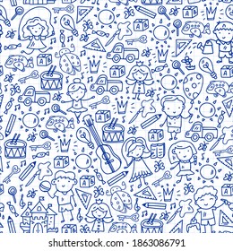 School, kindergarten with cute vector children. Dancing, singing, painting, online education. Creativity and imagination.