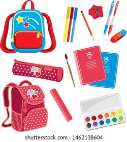 School kit, backpacks, pencil cases, office