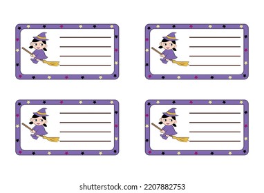 School label with Halloween design school label, name and address, tag, children's clothing sticker	