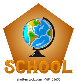 School, label, icon, vector illustration, Inscription, globe