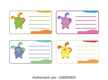 school label with MOSTR design school label, name and address, hang tag, kids clothes sticker 