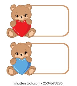 school label with teddy bear design, Hand drawn cute animal, Name and Address, Tag, Sticker for Child Clothes and Name tags, Stickers