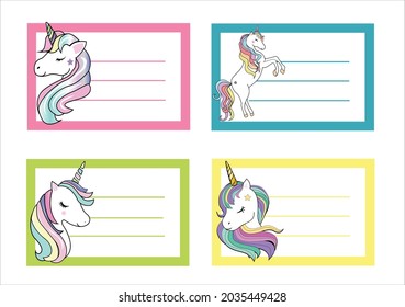 School Label With Unicorn Design School Label Animal, Name And Address, Tag, Sticker For Child Clothes And School Labels Name Tags, Stickers For Girls, Pupil Notebooks,workbooks Etc
