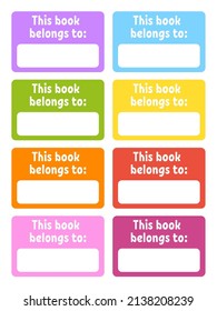 Etiquetas escolares para libros y cuadernos. Pegatinas brillantes. Etiqueta rectangular. Ilustración aislada del vector de color.