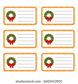 School labels for books and notebooks. Bright stickers. Rectangular label. Vector illustration.