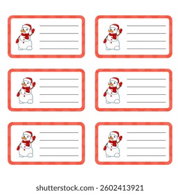 School labels for books and notebooks. Bright stickers. Rectangular label. Vector illustration.
