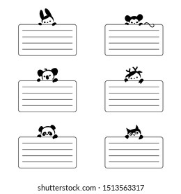 School labels. Set of cute labels, Note stickers, Frames for text, Kids tag for text, Timetable, notebook