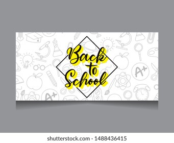 school landing page with school icons in markwater handrawn. vector illustration