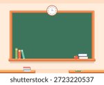School Landscape Background with blackboard in class room  for Education Design.