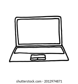 School laptop doodle. Hand drawn illustration.
