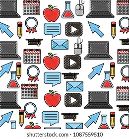 school learn test tube pencil laptop calendar background