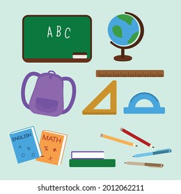 Conjunto de ilustraciones de vector del libro de educación escolar