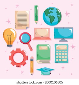 school and learning icon collection