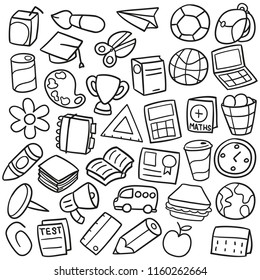 School Learning Traditional Doodle Icons Sketch Hand Made Design Vector